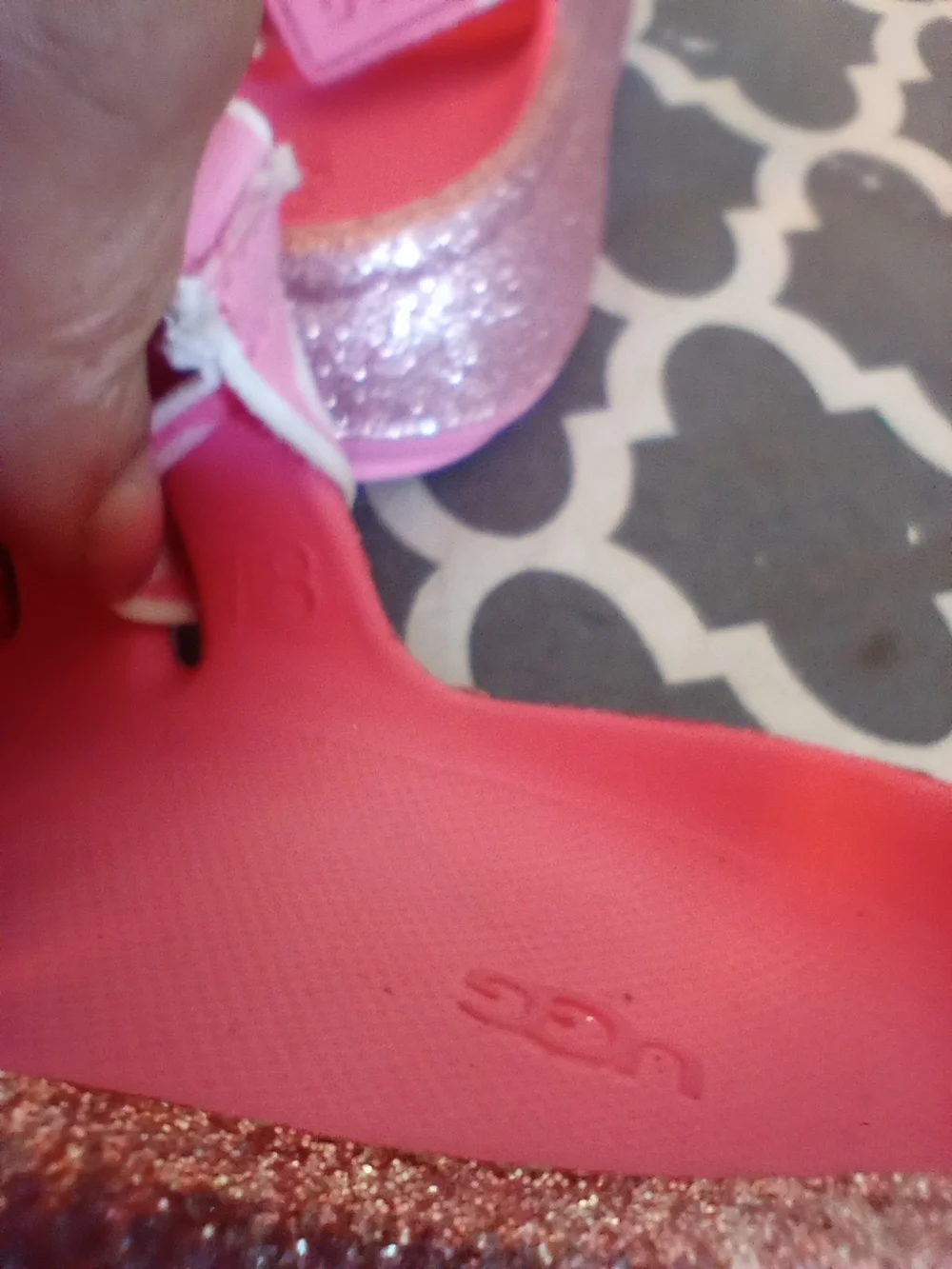 UGG Kids Glitter Rose Pink Slip-On Sandals